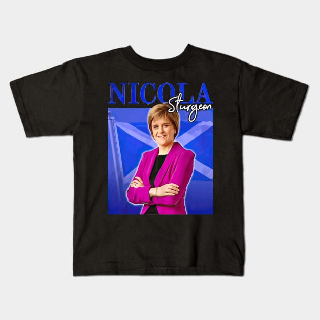 Nicola Sturgeon Retro Kids T-Shirt by danonbentley